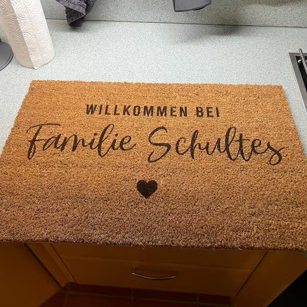 Customer photo review of Fußmatte aus Kokos personalisierbar – Willkommen bei Familienname mit Herz