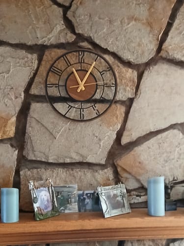 Customer photo review of Wood and Metal Frame Wall Clock