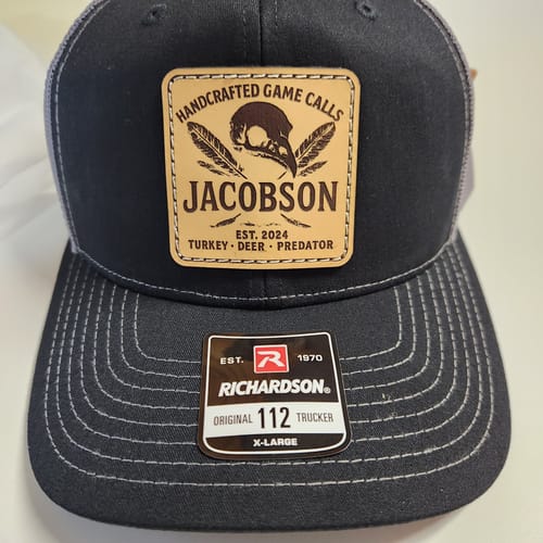 Customer photo review of Richardson 112 Genuine Leather Patch Hats Laser Engraved
