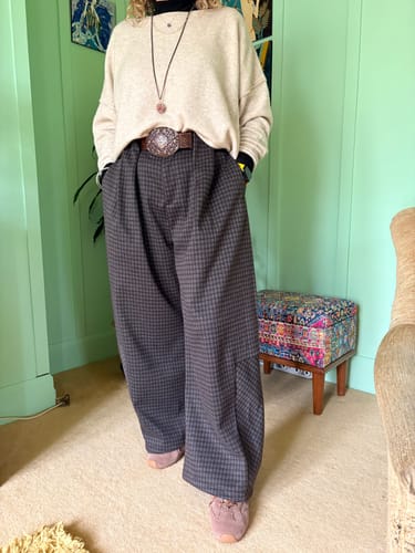 Customer photo review of Omirad Wide-Leg Plaid Trousers