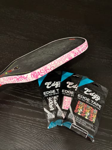 Customer photo review of Pink Graffiti Edge Tape (3 pack) - Pickleball Paddle Edge Tape