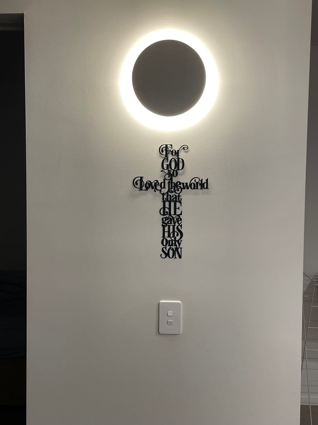 Customer photo review of Christianartworkshop John 3:16 For God So Loved The World Cross Metal Wall Decor