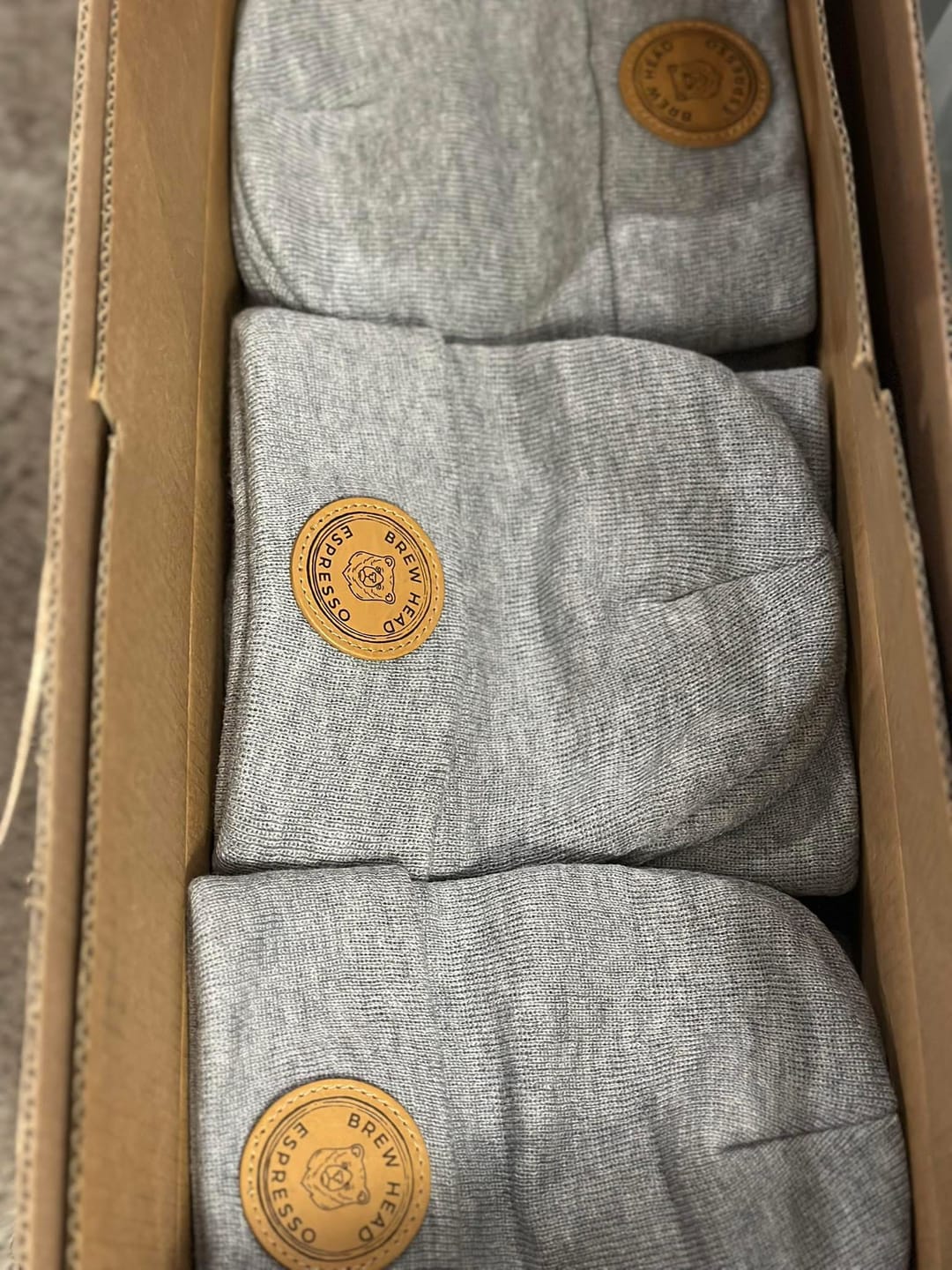 Customer photo review of Custom Leather Patch Beanie