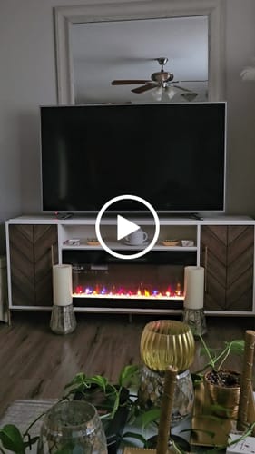 Customer video review of Harper 68" Chevron Door Fireplace TV Stand
