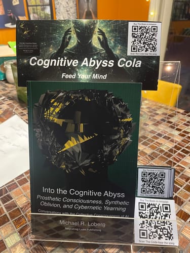 Reviewer's custom vinyl stickers with QR codes used on a book display for promotion.