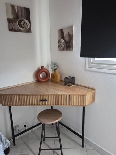 Customer photo review of SETO - Bureau d'angle en bois et métal 1 tiroir