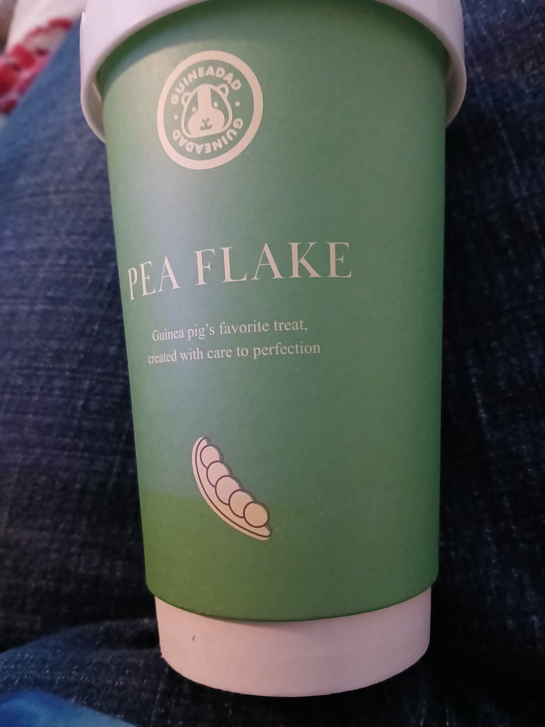 Customer photo review of GuineaDad Pea Flakes Treat Cups (100% All Natural)