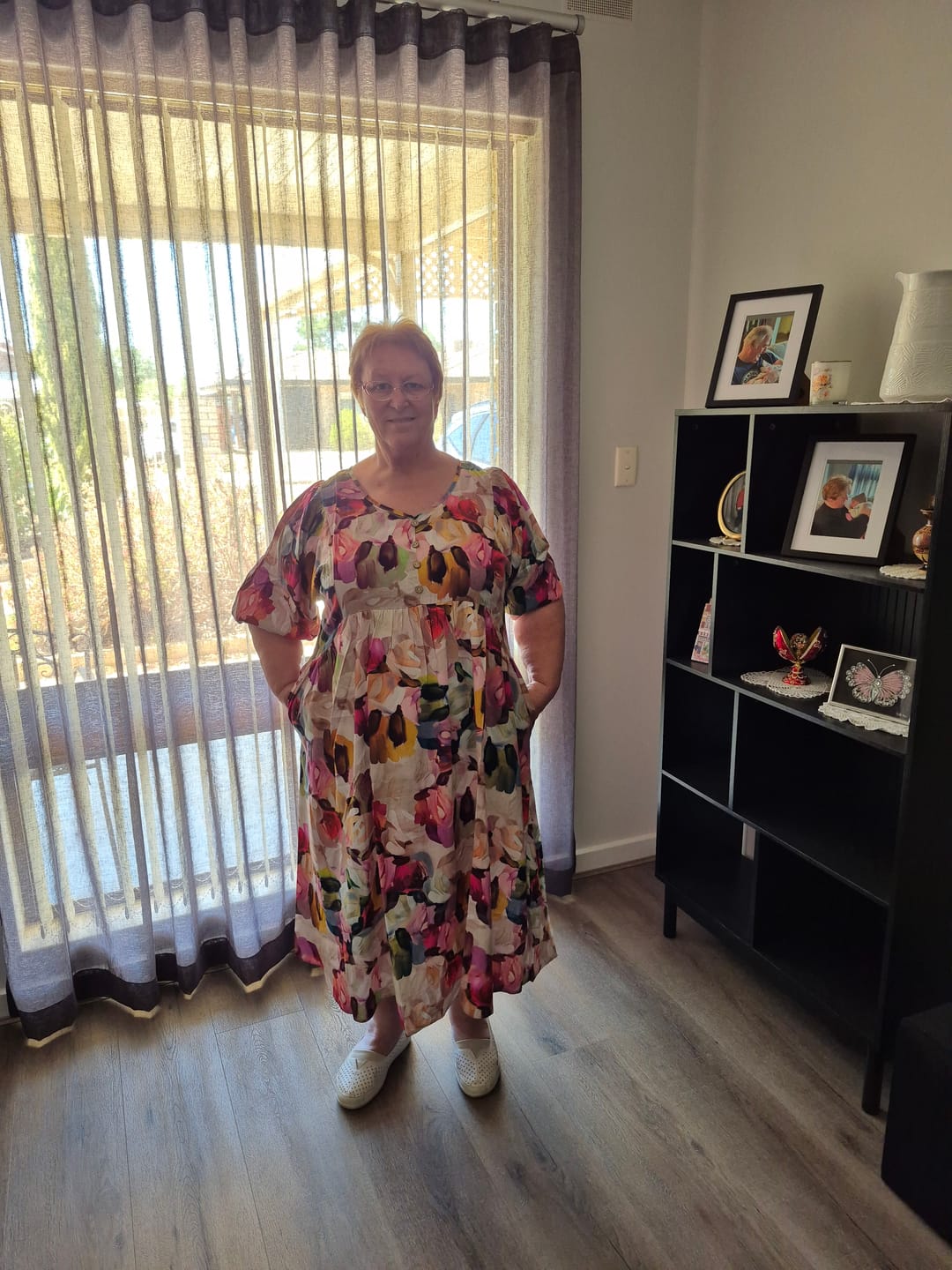 Customer photo review of Simona Midi Dress in Pink Multi