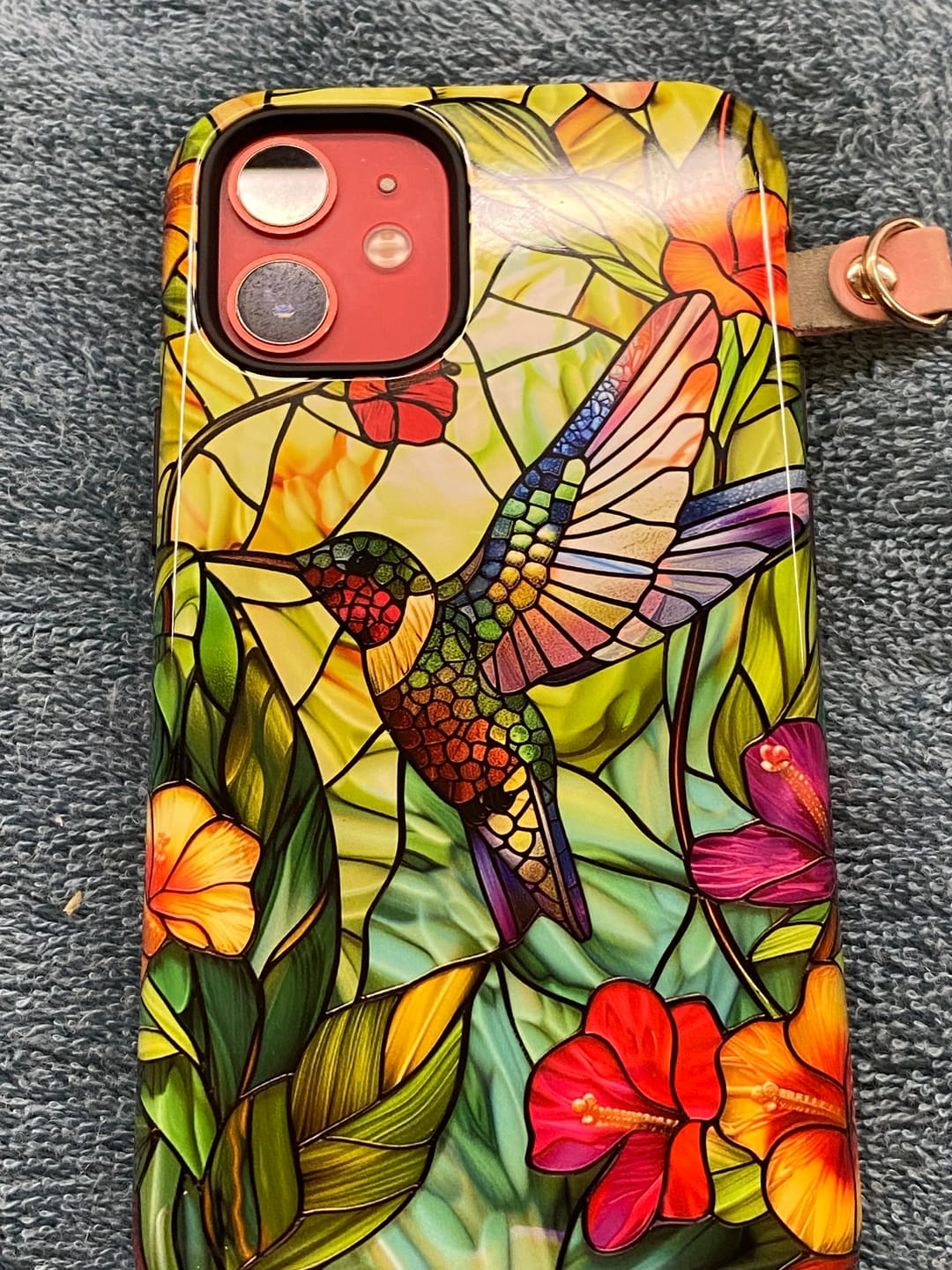 Customer photo review of Colourful Hummingbird Stained Glass Design iPhone Case