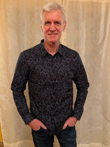 Customer photo review of Chemise à manches longues en coton à imprimé cachemire pour homme