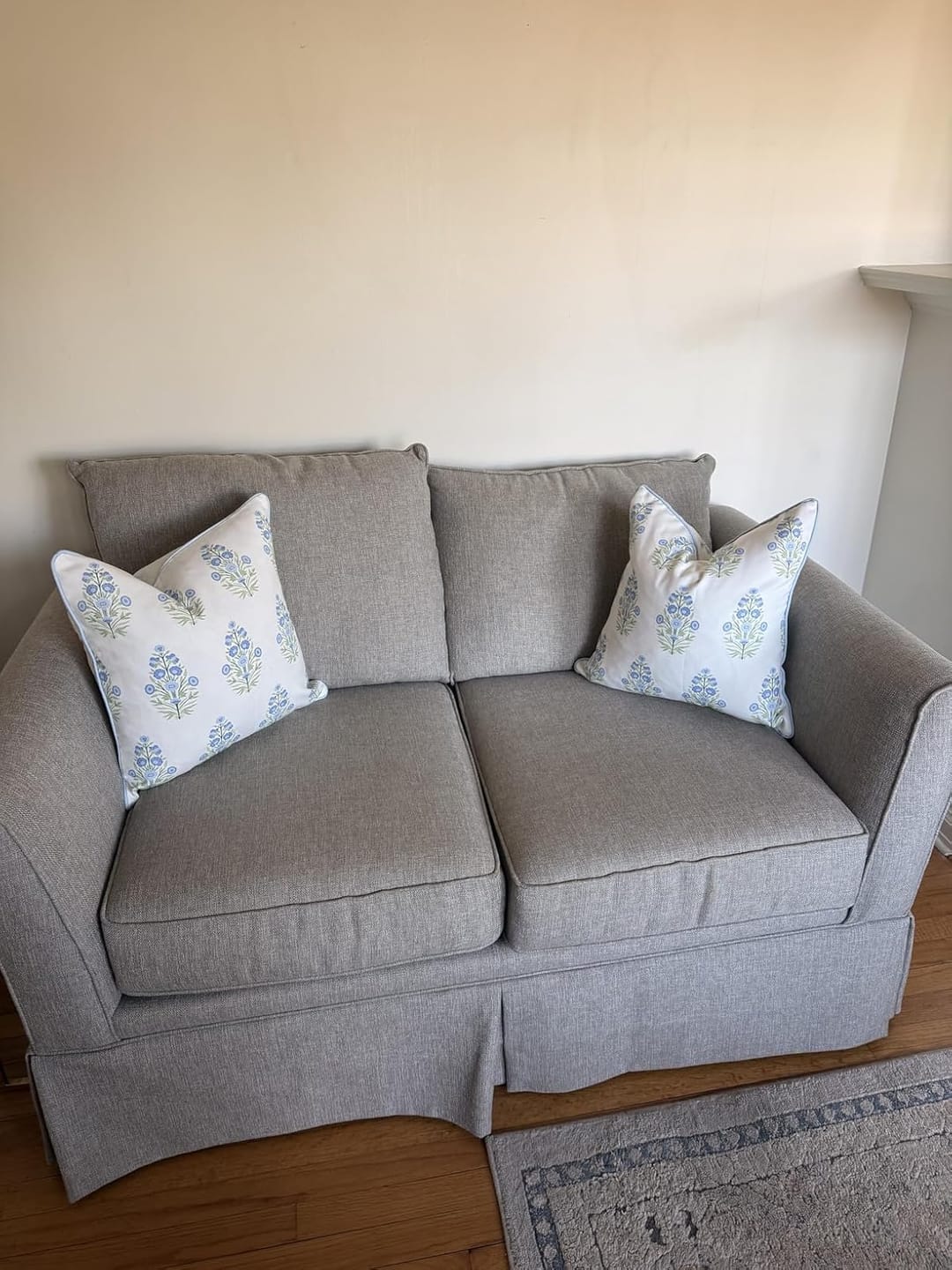 Customer photo review of Coastal Indoor Outdoor Throw Pillow Cover, Floral with Piping, Baby Blue Green, 18"x18"