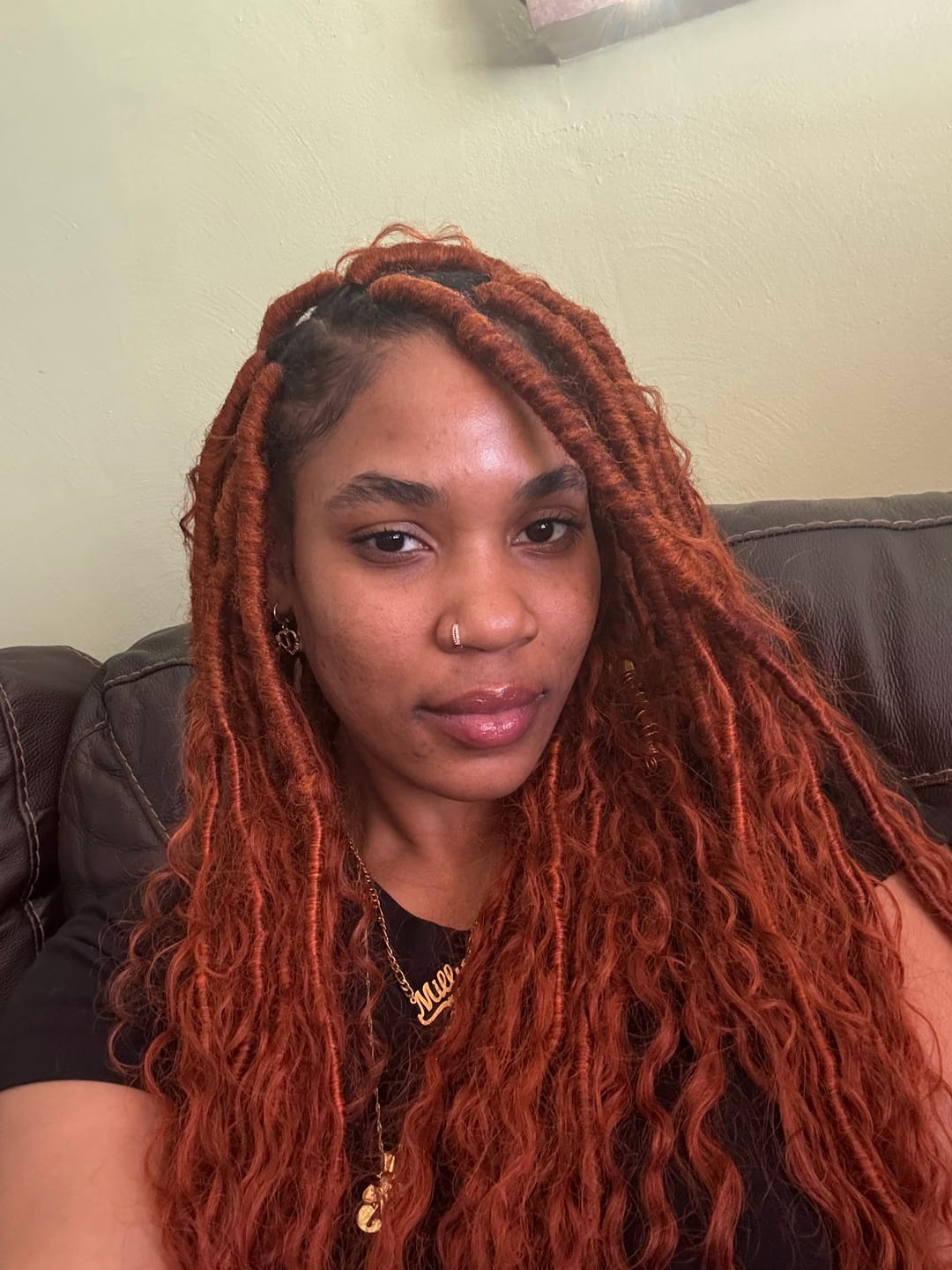 Customer photo review of #350 Solid Ginger Crochet Boho Locs with Human Hair Curls
