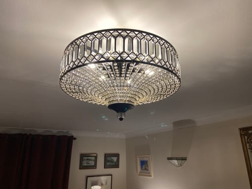 Customer photo review of Carved Crystal Drum Semi Flush Mount