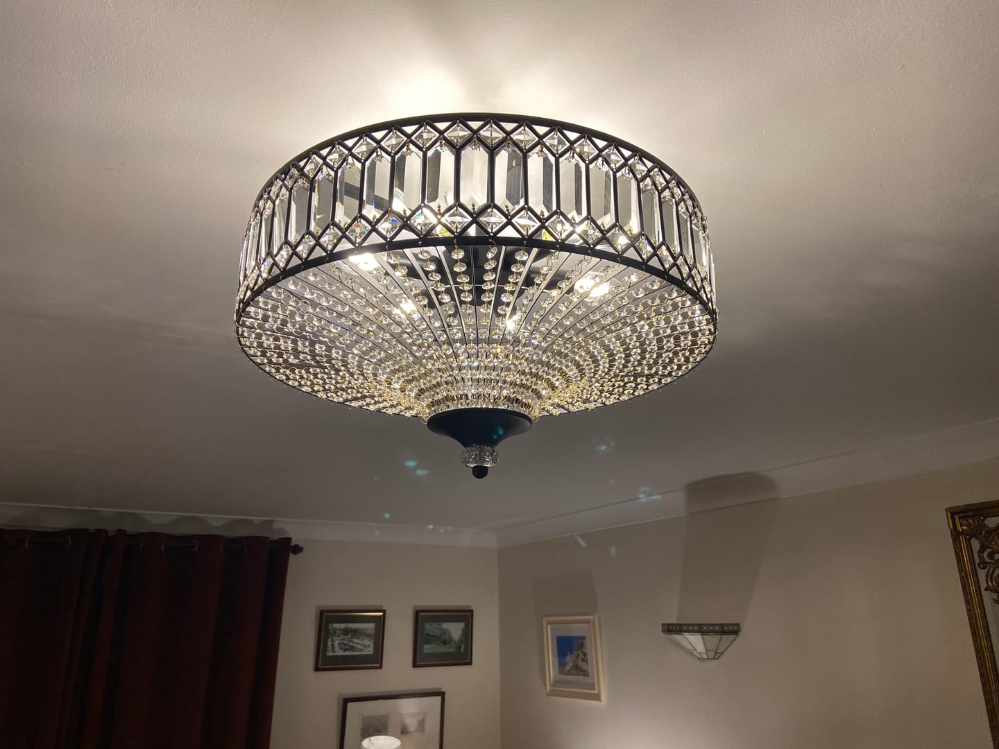 Customer photo review of Carved Crystal Drum Semi Flush Mount