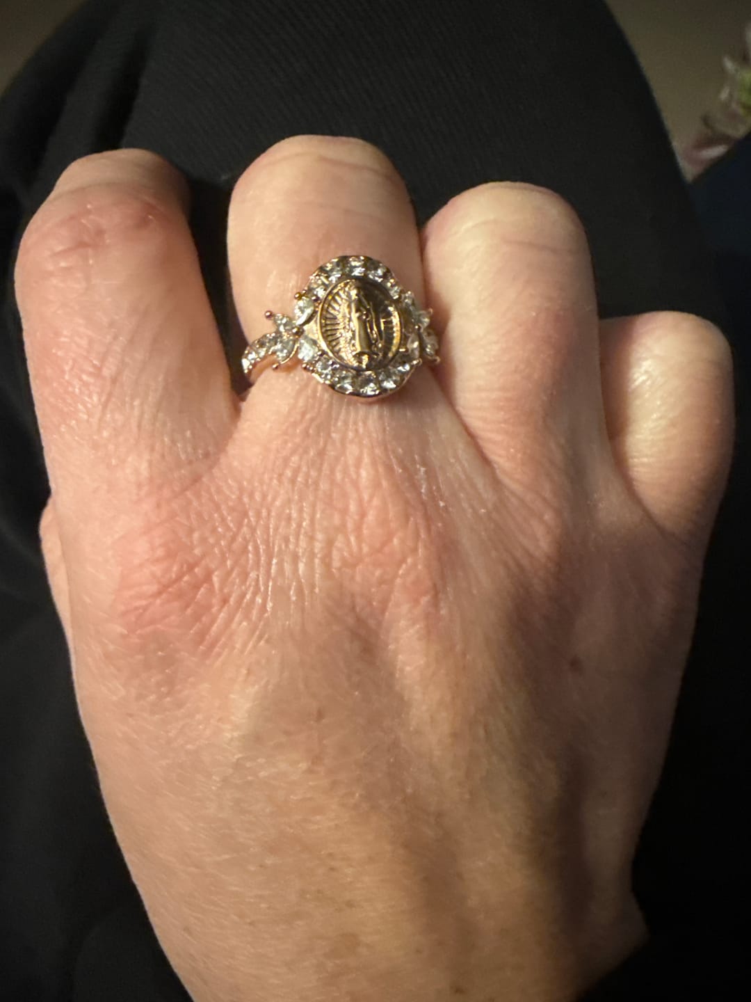 Customer photo review of FREE Today: Elegant Virgin Mary Emblem Ring: Sacred Detail for Daily Devotion