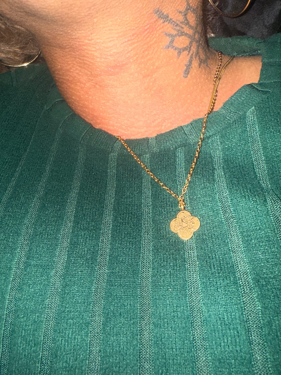 Customer photo review of 18K Gold Plated Islamic Calligraphy Necklace