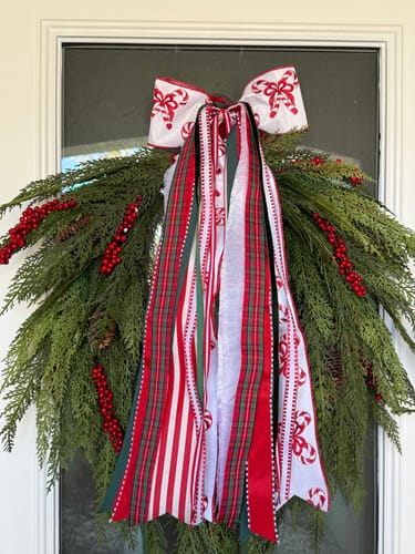 Customer photo review of Peppermint & Pine Wreath Ribbon