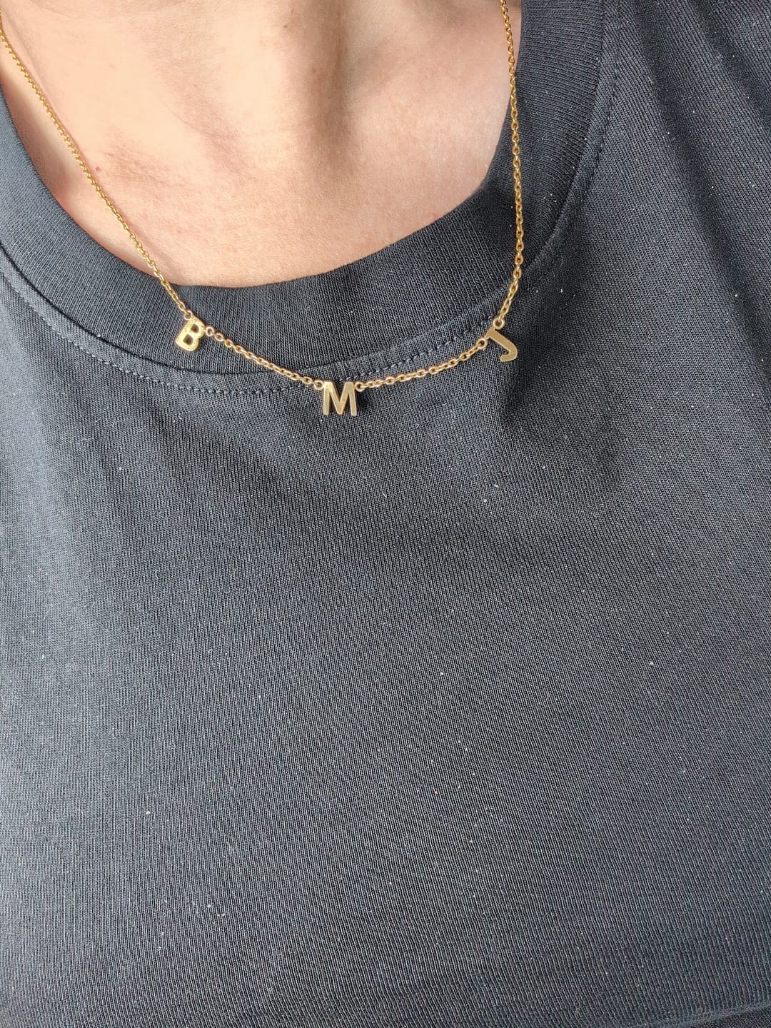 Customer photo review of The Original Initial Letter Necklace