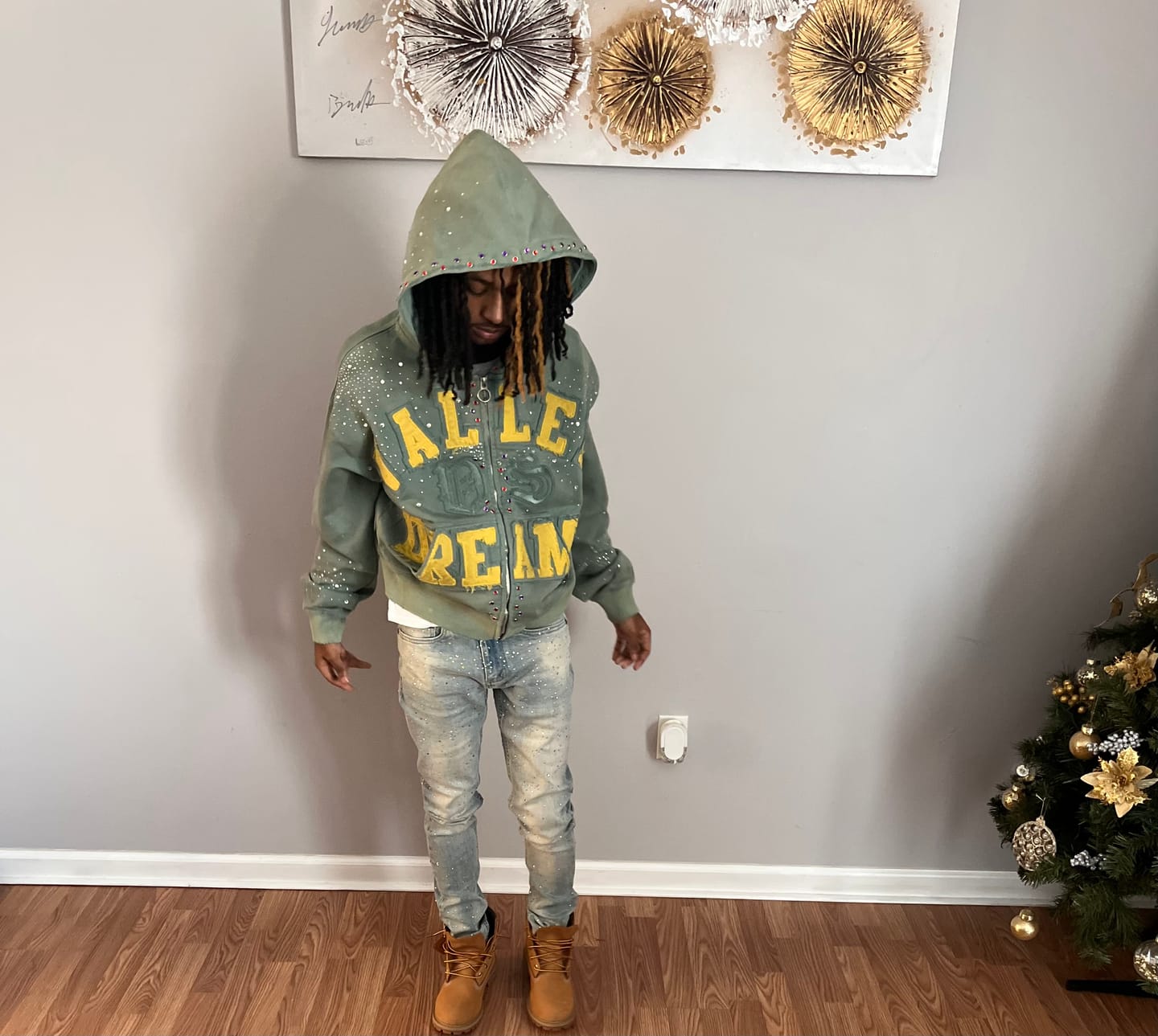 Customer photo review of Vale Forever Bank Zip Up Hoodie Green