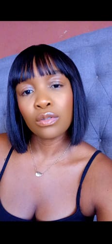 Customer photo review of 10 inch FRINGE Vietnamese SDD Bone Straight Custom Made Bob Wig