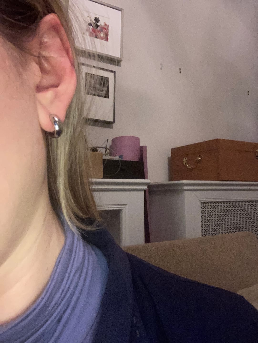 Customer photo review of Simple Huggie Clip On Earrings in Silver
