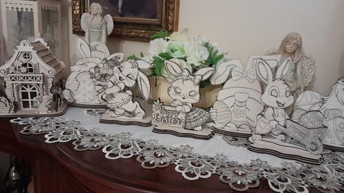 Customer photo review of Easter bunny standing table decoration 5 bundle laser cut svg file