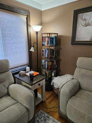 Customer photo review of Flycity 3-5 Tier Rotating Bookshelf With 360° Spinning Display