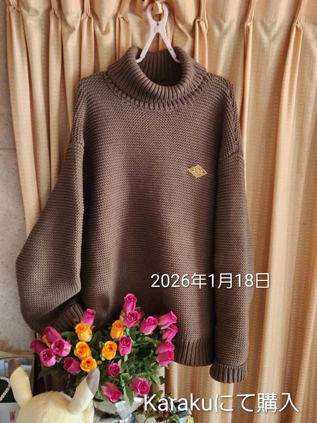 Customer photo review of 「STAY TRUE」刺繍ワッペン　パール編みハイネックニットセーター