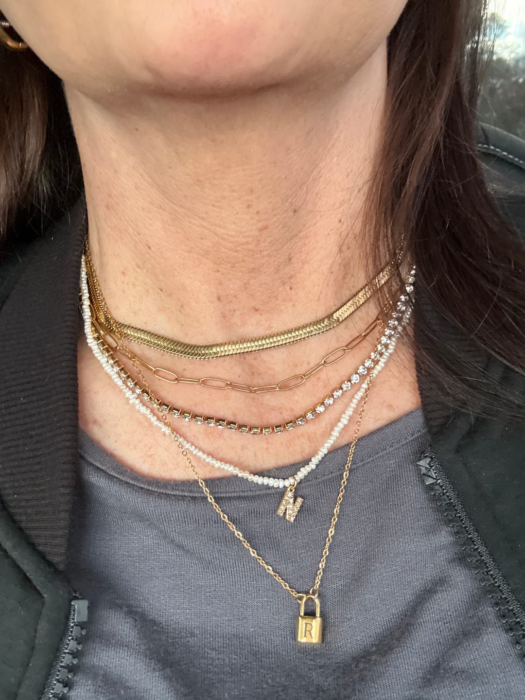 Customer photo review of Chelsea Herringbone Necklace