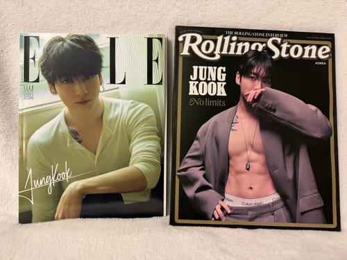 Customer's Rolling Stone Korea magazine with Jungkook on the cover, displayed next to another magazine also from their order.