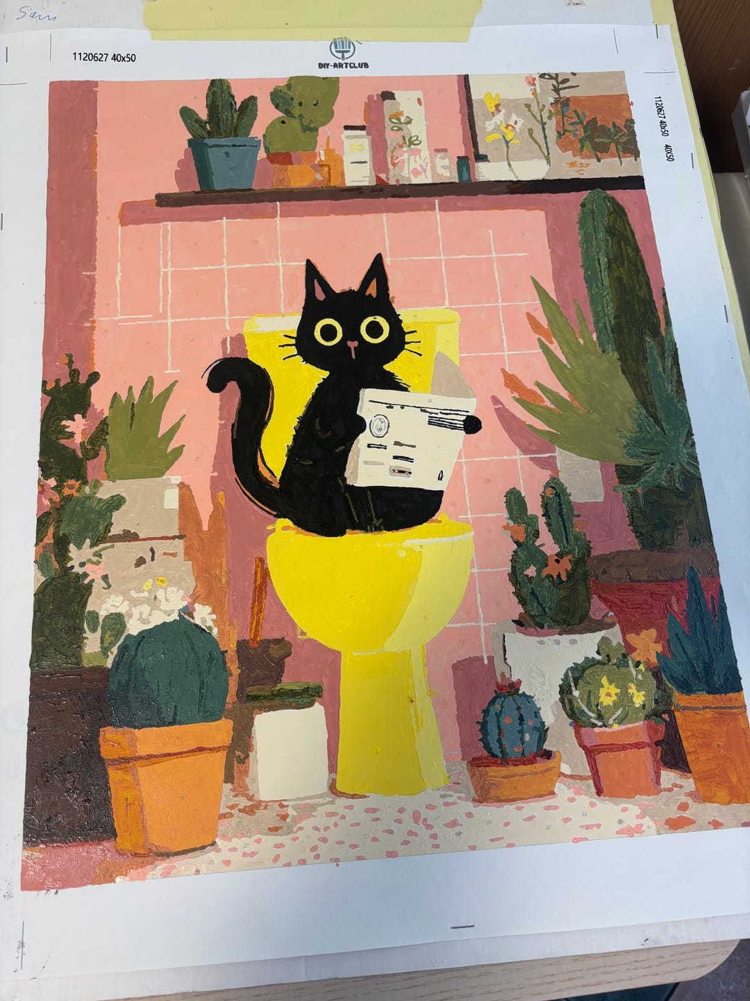 Customer photo review of The black cat on the toilet | Paint by Number