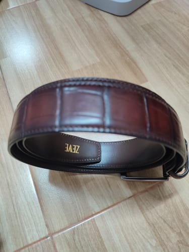 Customer photo review of Croco Leather Belt with Copper-toned Buckle