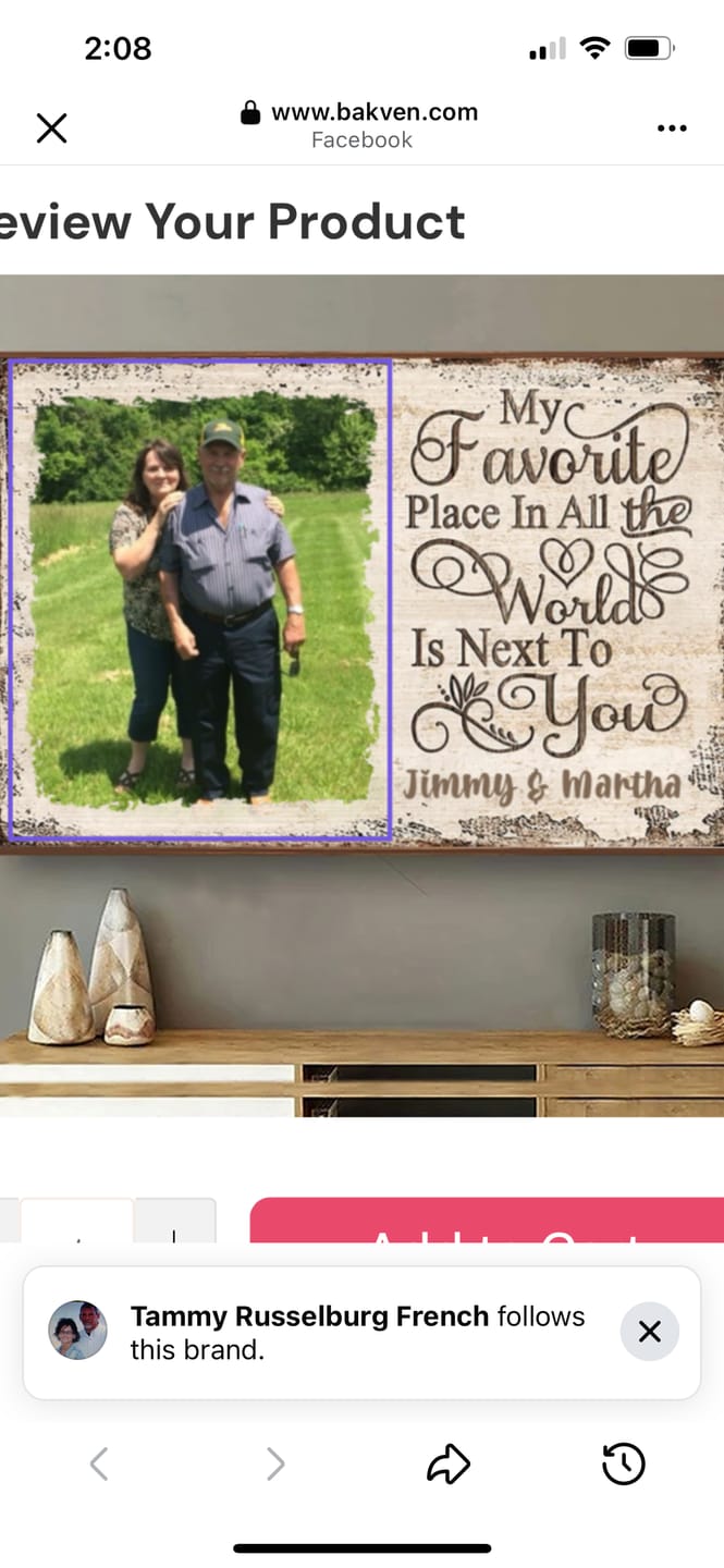 Customer photo review of Next To You Is One Of My Favorite Places To Be - Upload Image - Personalized Horizontal Poster