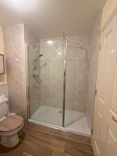 Customer photo review of 1500mm x 700mm Walk-In 8mm Enclosure & Stone Shower Tray