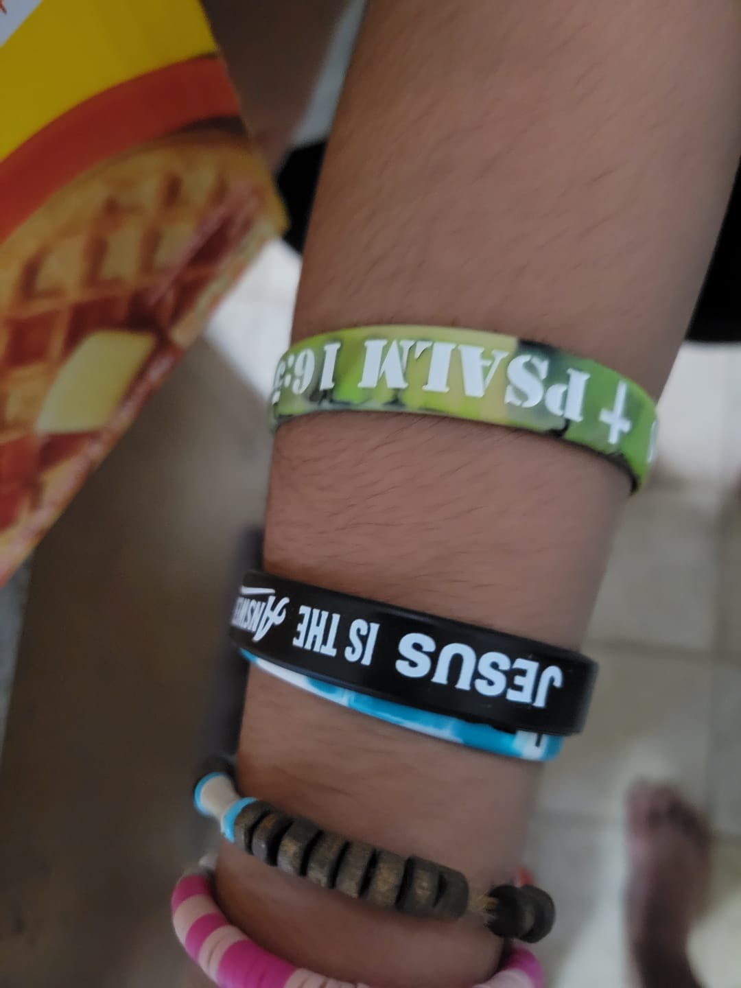 Customer photo review of Jesus Is The Answer Wristband