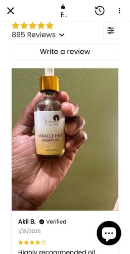 Customer photo review of Miracle Hair Growth Oil