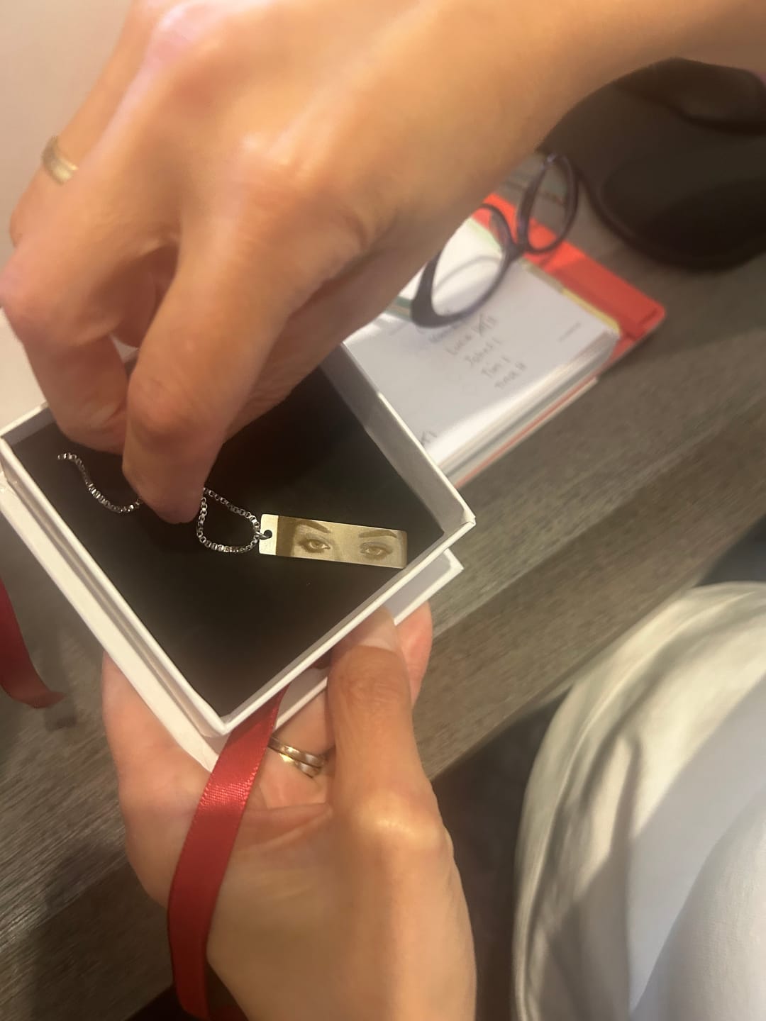 Customer photo review of Personalized Eye Photo Necklace
