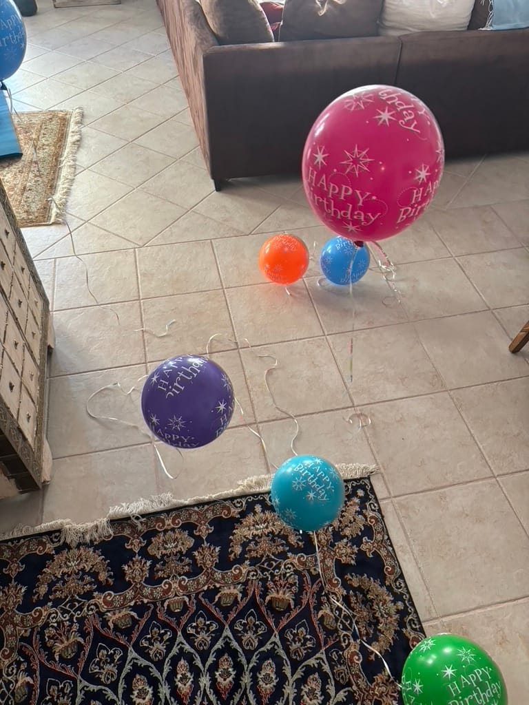 Customer photo review of Happy Birthday Mixed Helium Balloons
