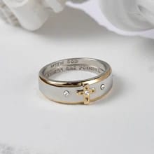 Customer photo review of FREE Today: Modern Style Two-tone Gold Cross Alloy Ring-With God All Things Are Possible