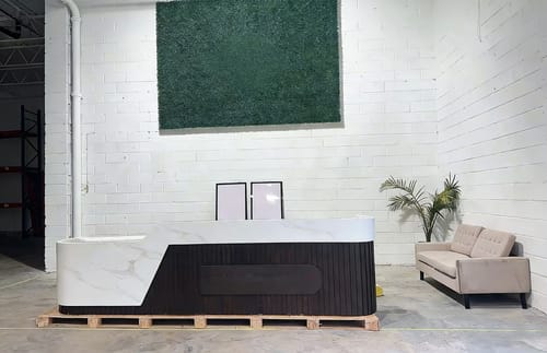 Customer photo review of Modern Reception Desk with Under-Counter Storage for Front Office Counter for Company