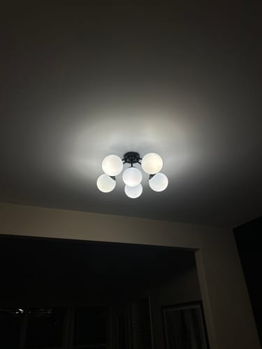 Customer photo review of Bloom Brass Frosted Glass Bubble Semi Flush Chandelier