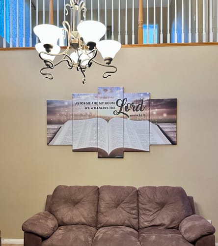 Customer photo review of On the Bible #8 As for Me and My House We will Serve the Lord Wall Art