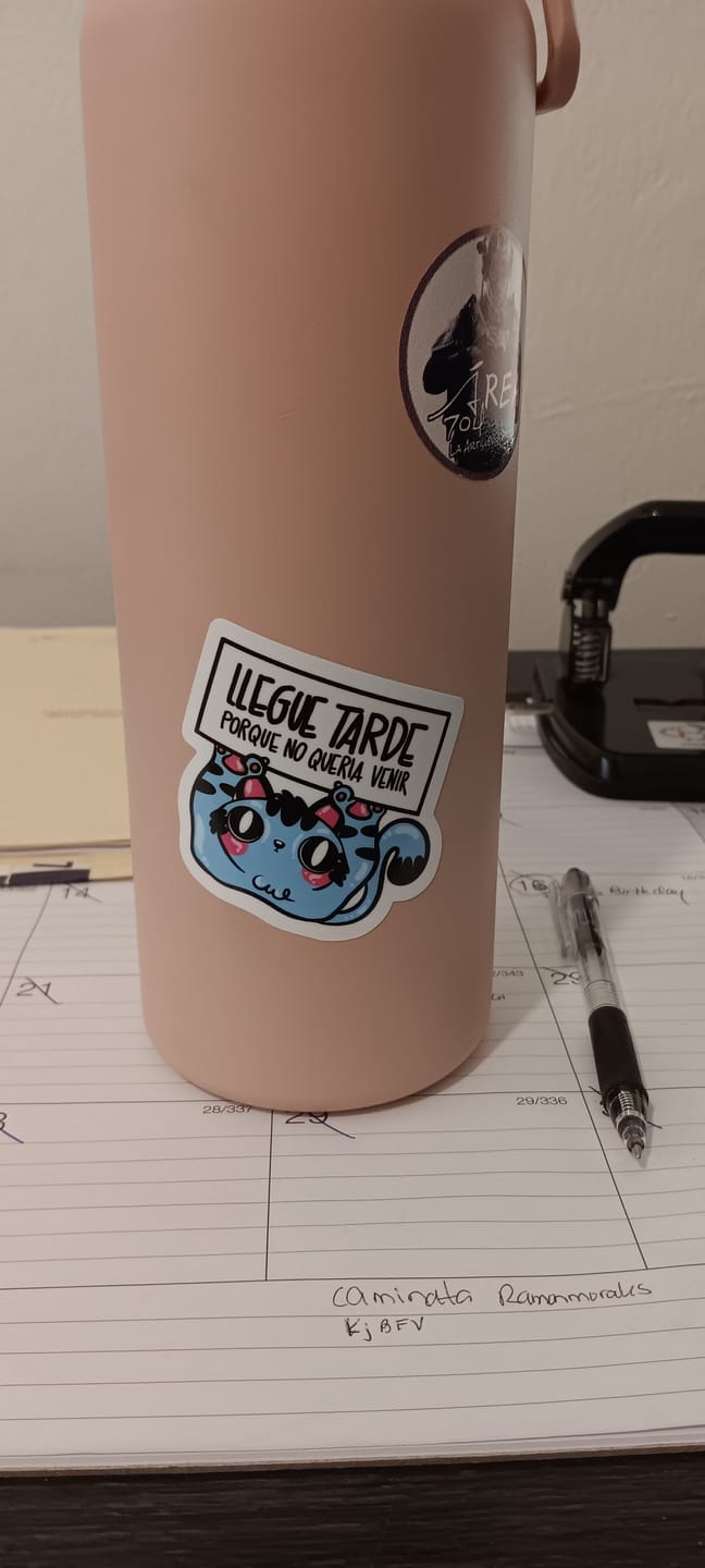 Customer photo review of Llegue tarde porque no queria venir (Sticker Laminado)