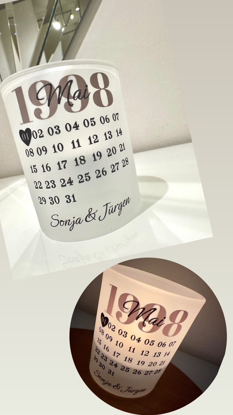 Customer photo review of Unser Tag - Personalisiertes Teelicht
