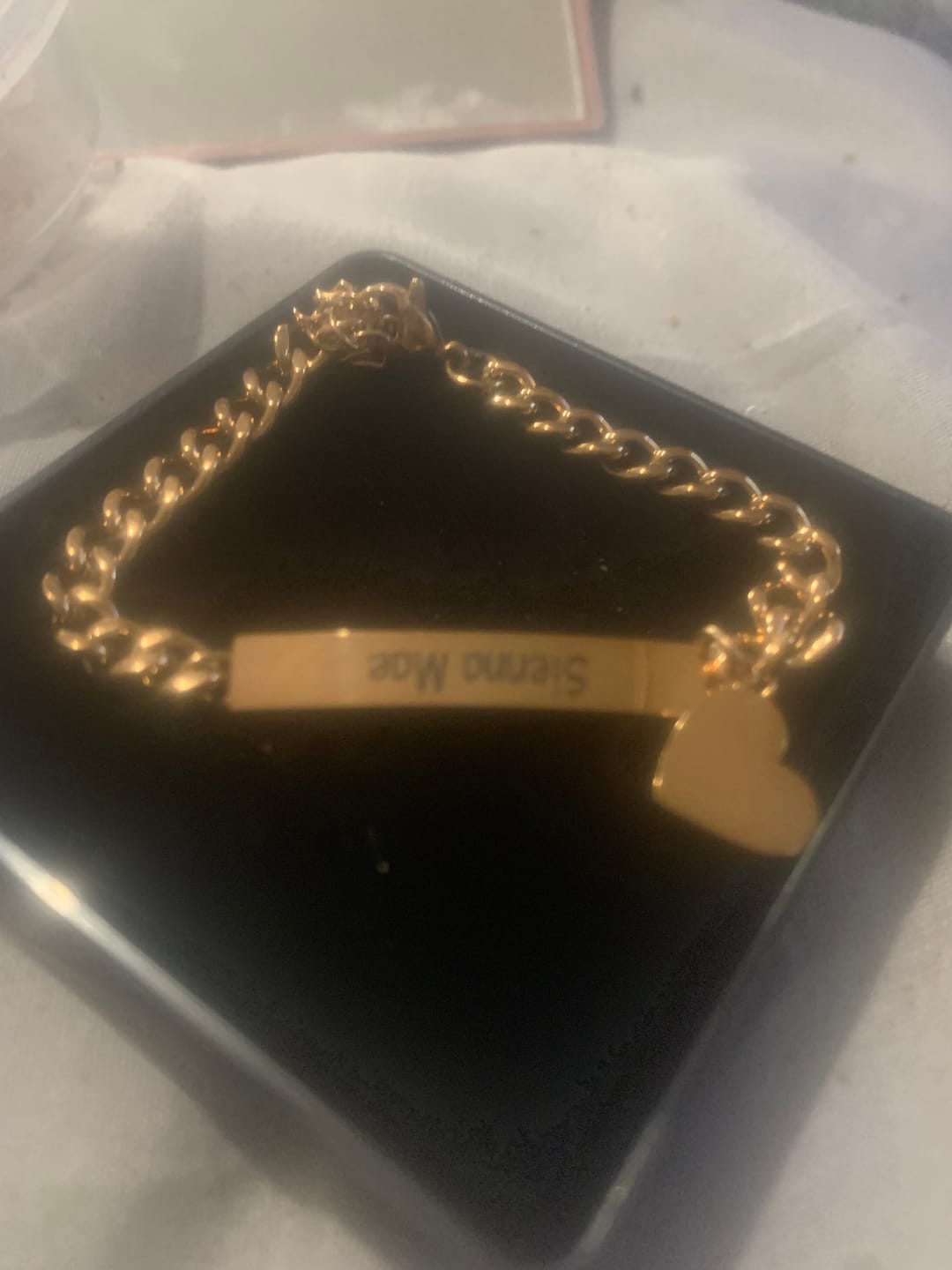 Customer photo review of Personalised Kids & Tweens ID Bracelet with Heart Charm - Rose Gold