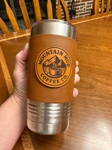 Customer photo review of Custom Leather Tumbler 20 oz Stainless Steel Insulated Premium Polar Camel