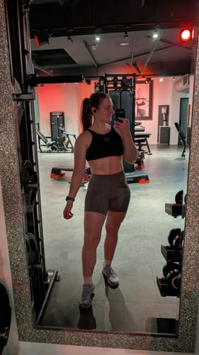 Customer photo review of LUXE Sculpt Shorts - Sage Khaki