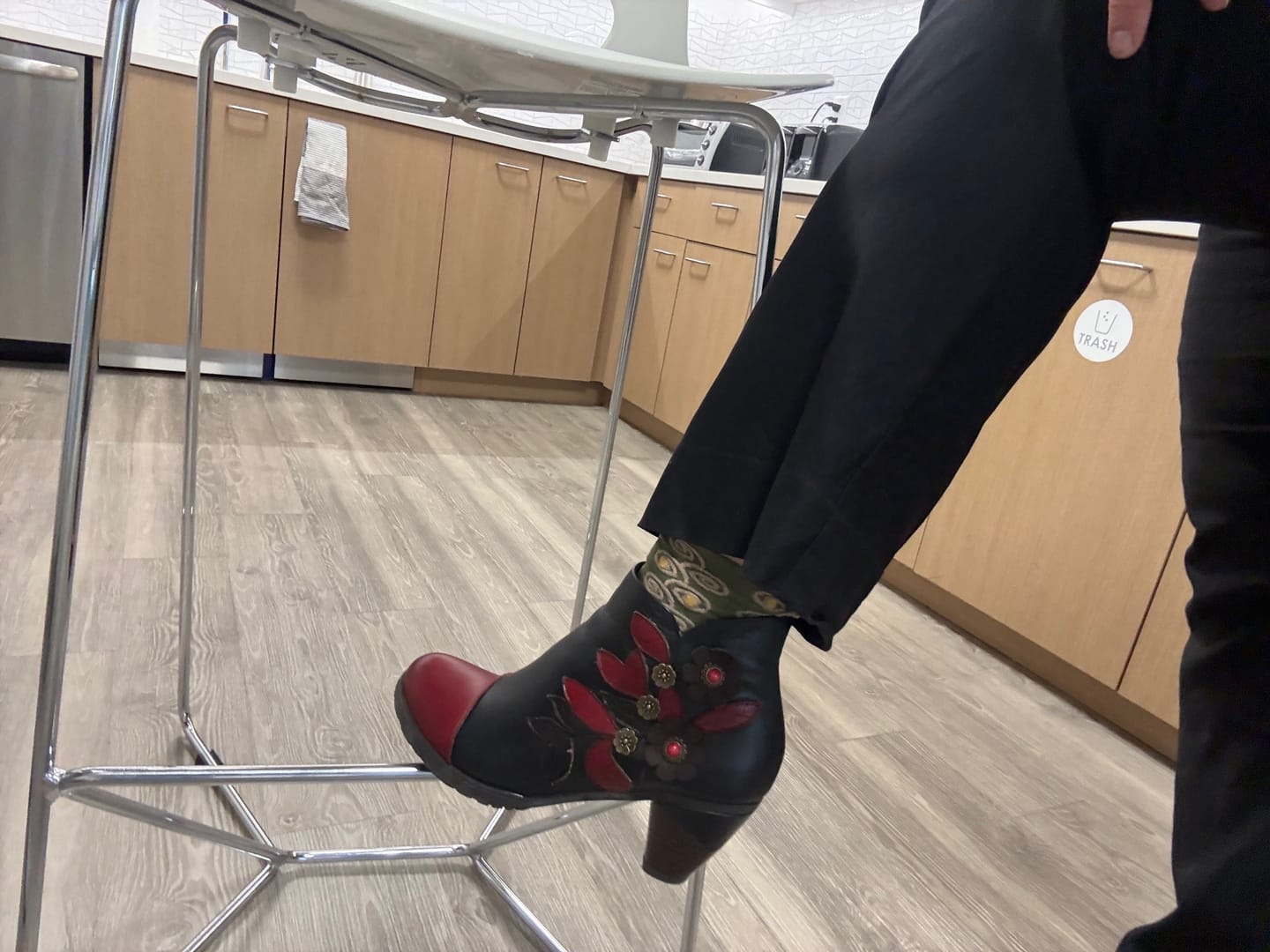 Customer photo review of Retro Boho Floral Charm Ankle Boots