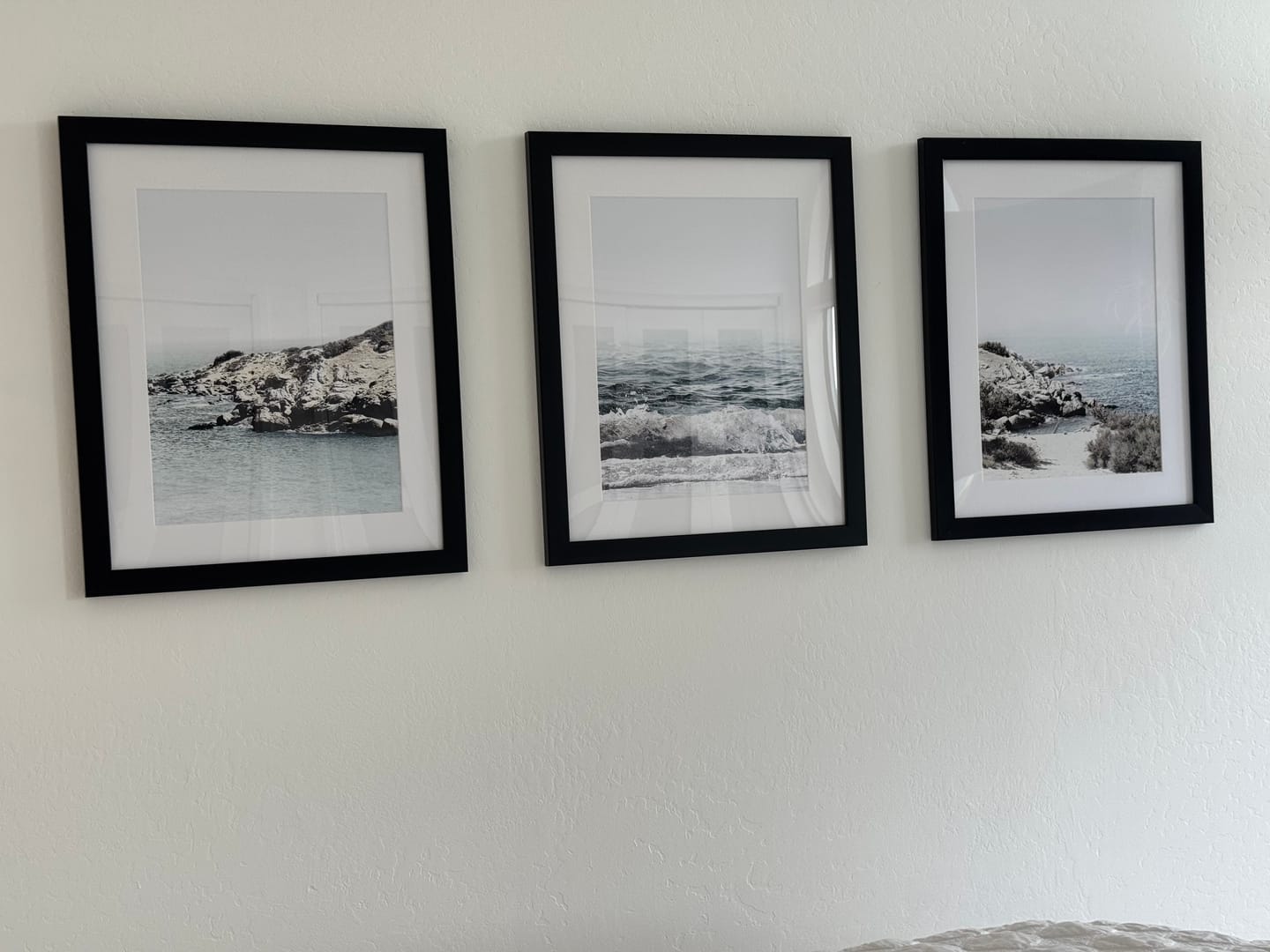 Customer photo review of Wonderful Blue Ocean Cliffs Framed Set of 3 Pieces