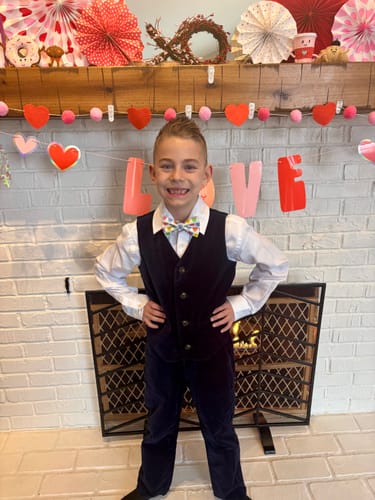 Customer photo review of Conversation Hearts Bow Tie- for Valentine’s Day